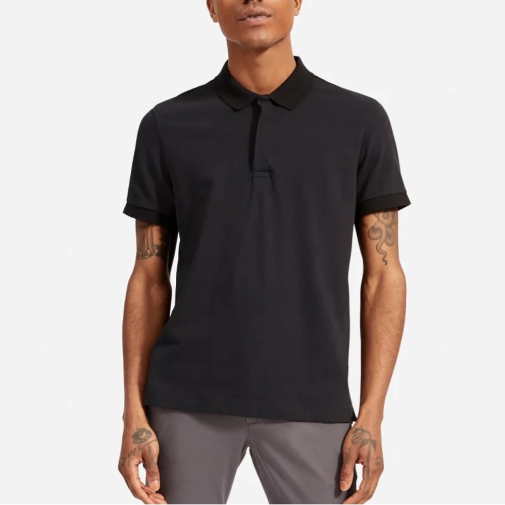 NWT Everlane The Performance Polo Black Tee Shirt Extra Small